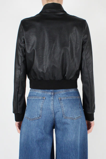 Faux Leather Bomber Jacket