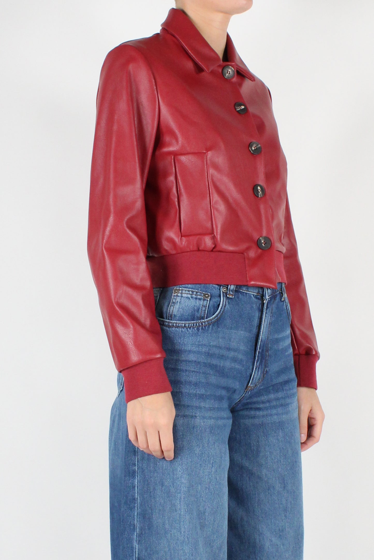 Faux Leather Bomber Jacket