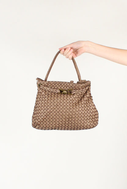 Borsa in Pelle Intrecciata Chiusura a Nodo