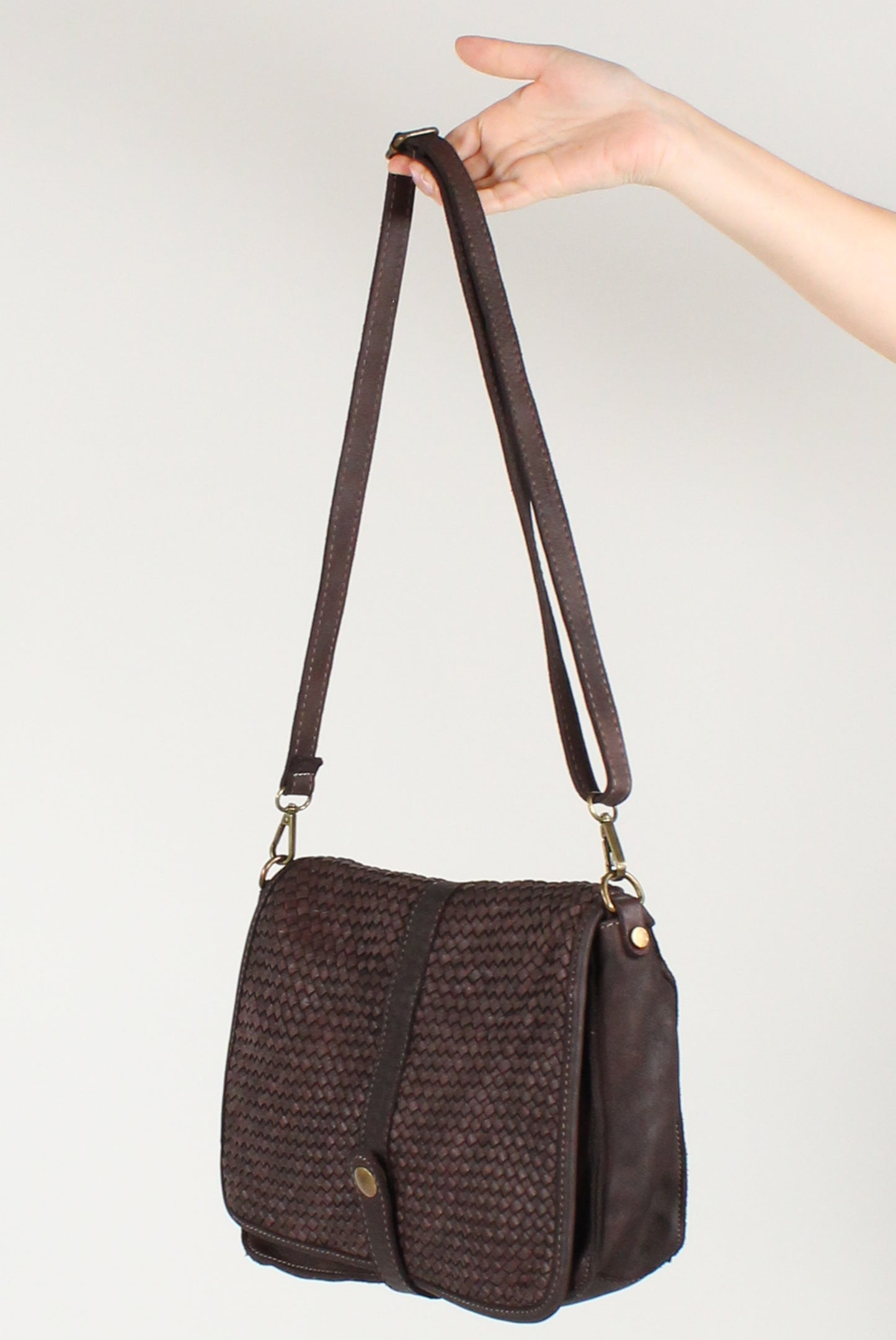 Woven Leather Flap Bag