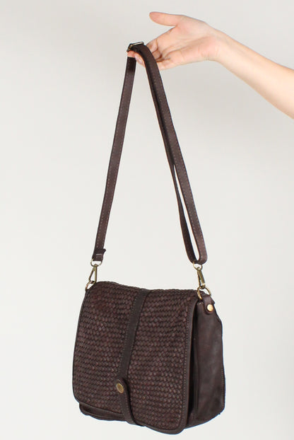 Woven Leather Flap Bag