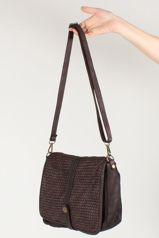 Woven Leather Flap Bag