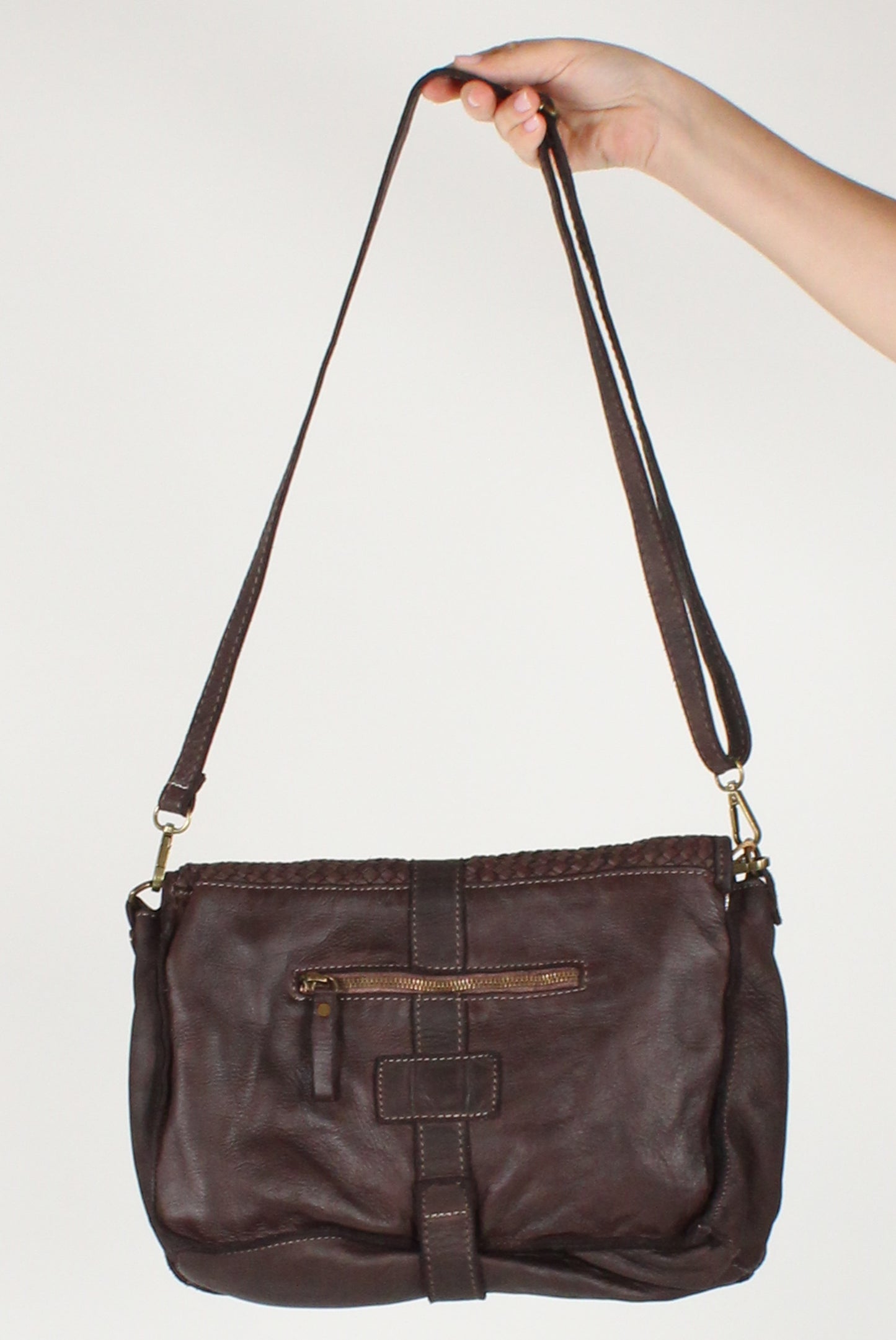 Woven Leather Flap Bag