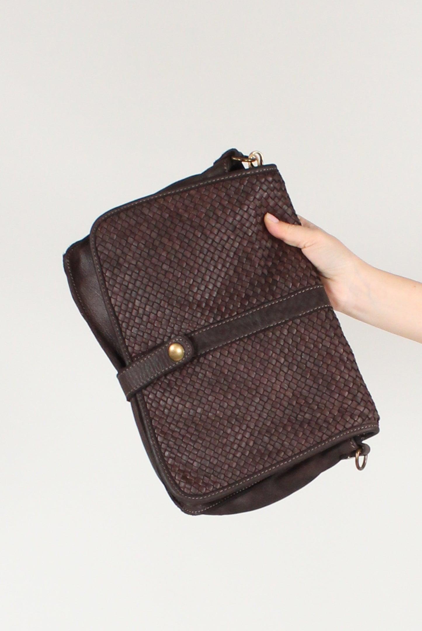 Woven Leather Flap Bag