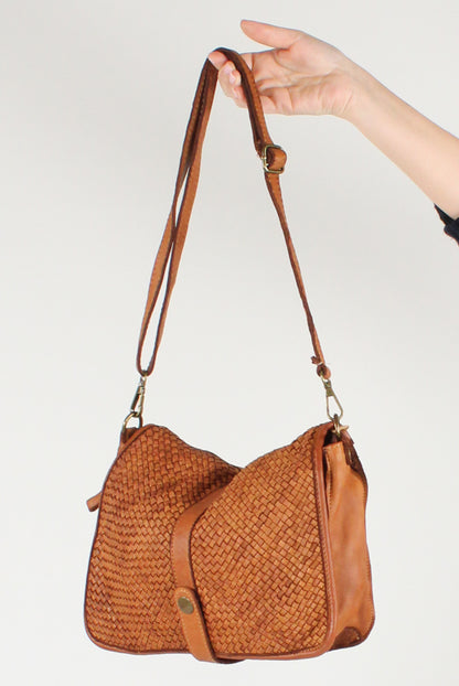 Woven Leather Flap Bag