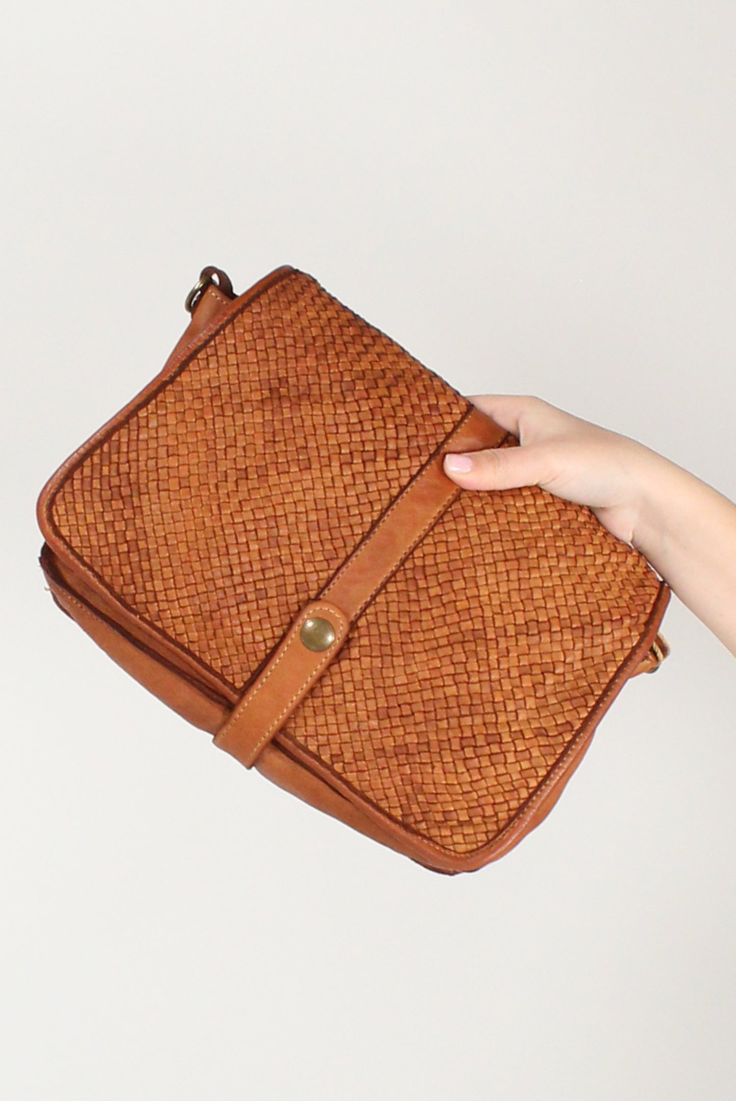 Woven Leather Flap Bag