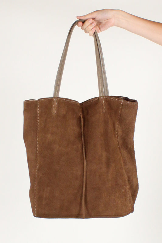 Borsa a Spalla in Pelle Scamosciata