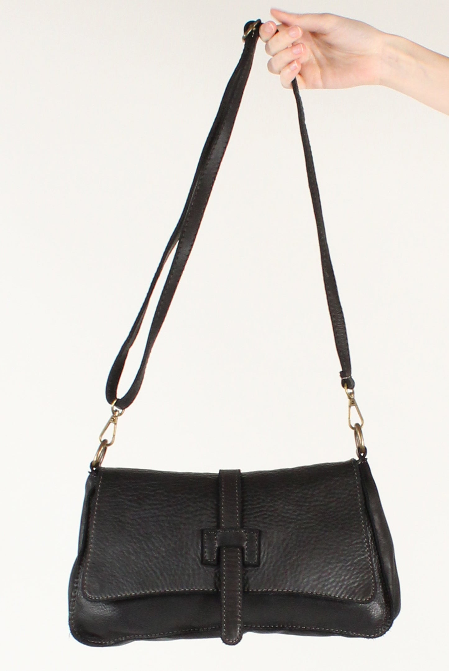 Leather Shoulder Bag with Flap