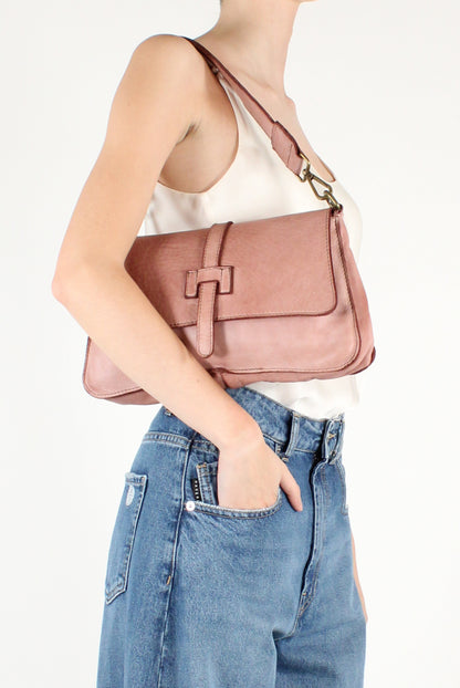 Leather Shoulder Bag with Flap