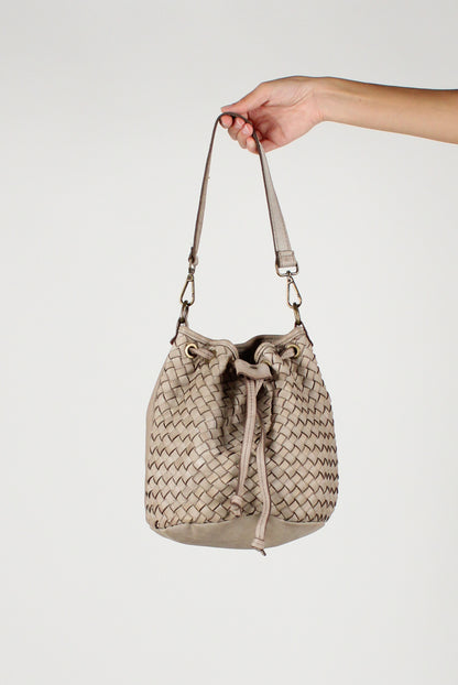 Woven Leather Bucket Bag