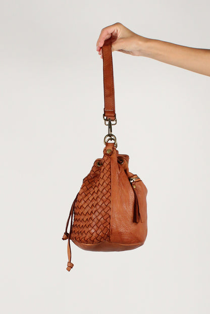 Woven Leather Bucket Bag