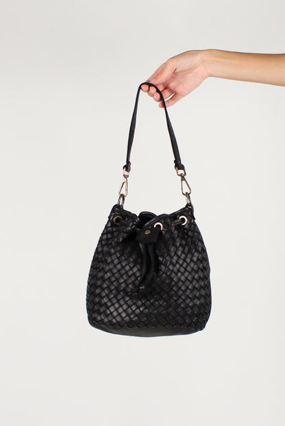 Woven Leather Bucket Bag