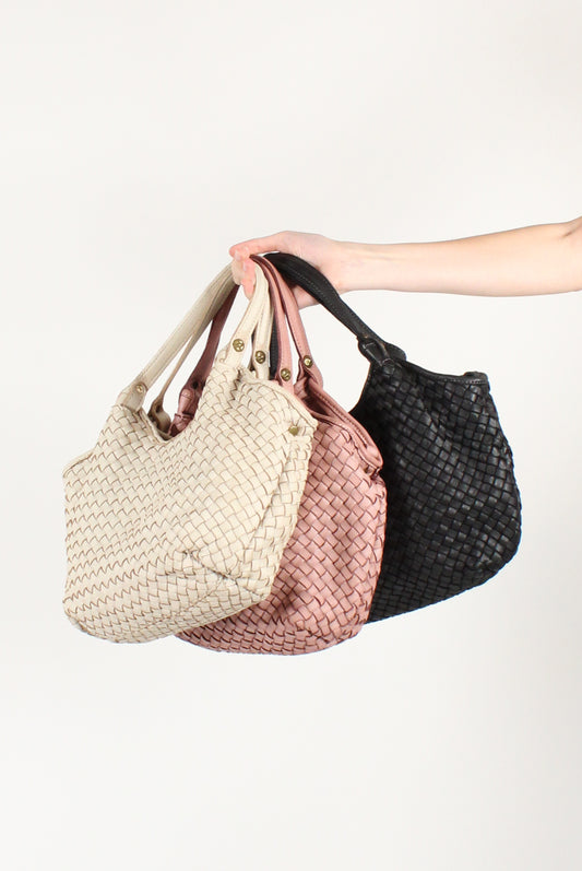 Borsa a Spalla in Pelle Intrecciata