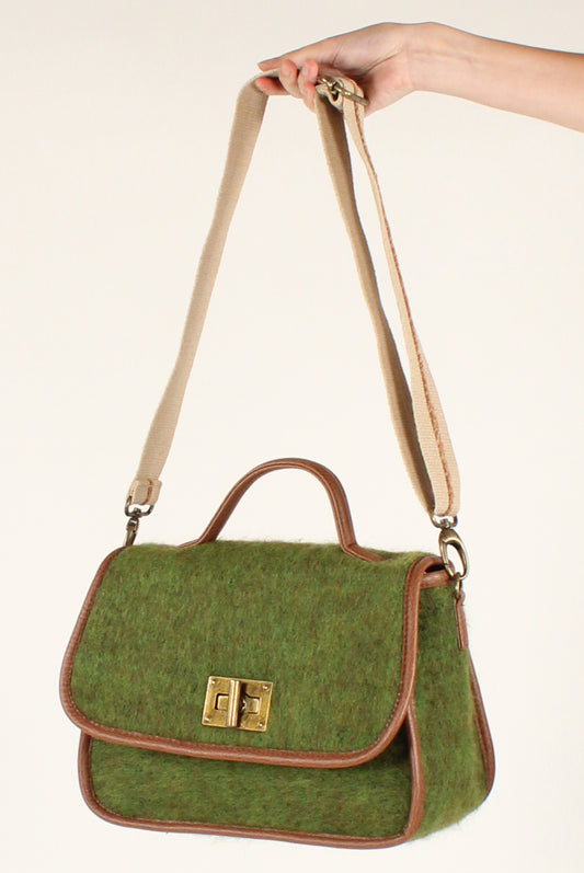 Wool Blend Satchel Bag