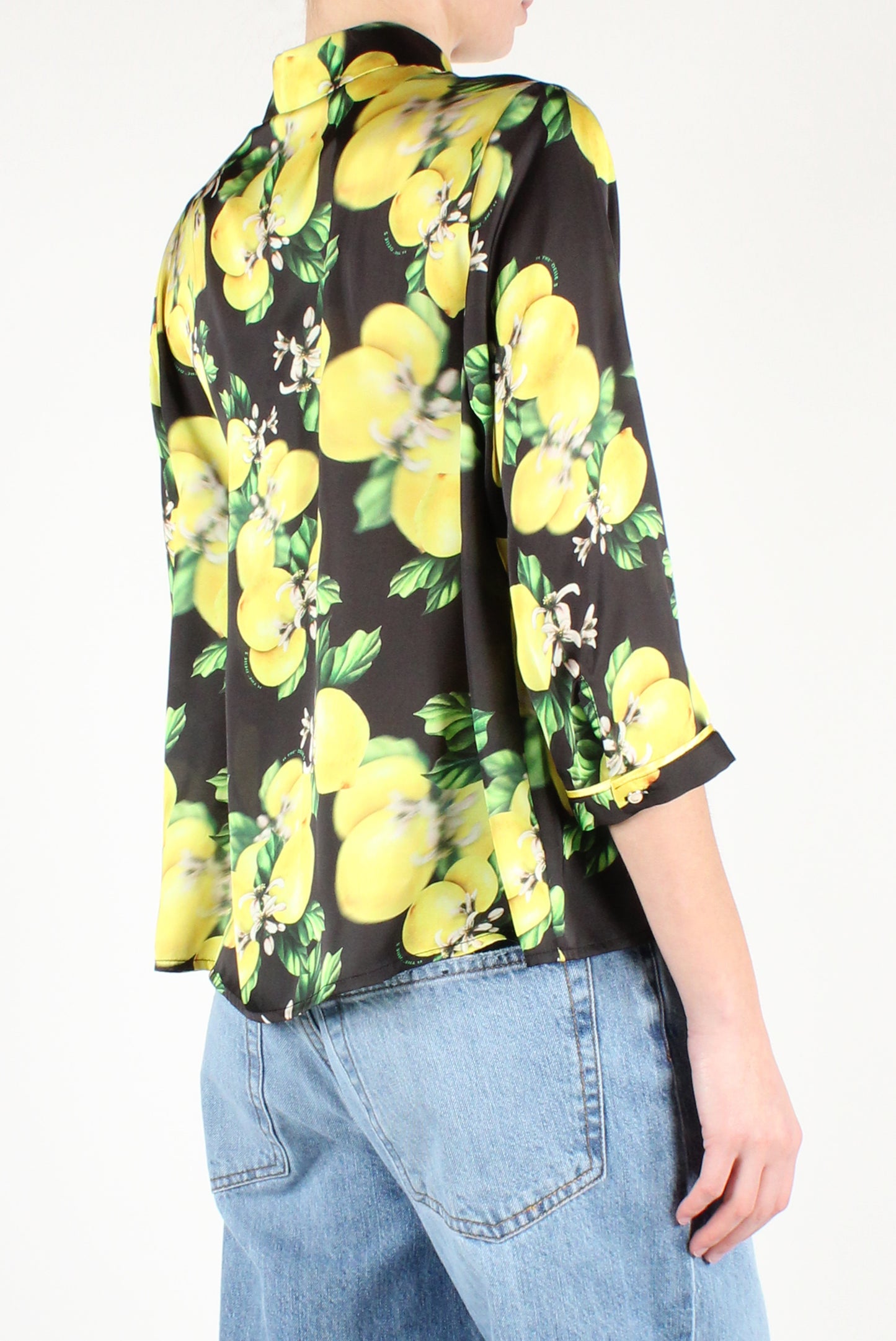 3/4 Sleeve Lemon Print Shirt