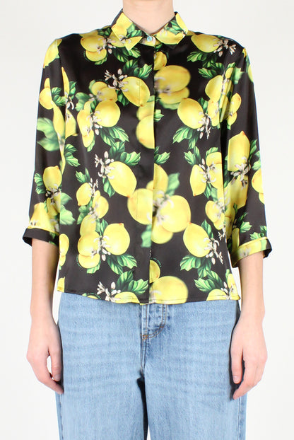 3/4 Sleeve Lemon Print Shirt