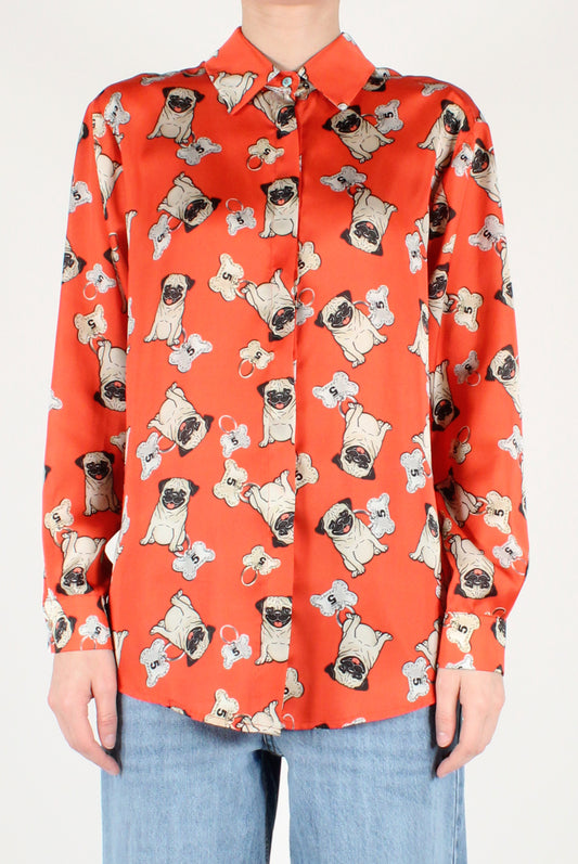 Long Sleeve Dog Print Shirt