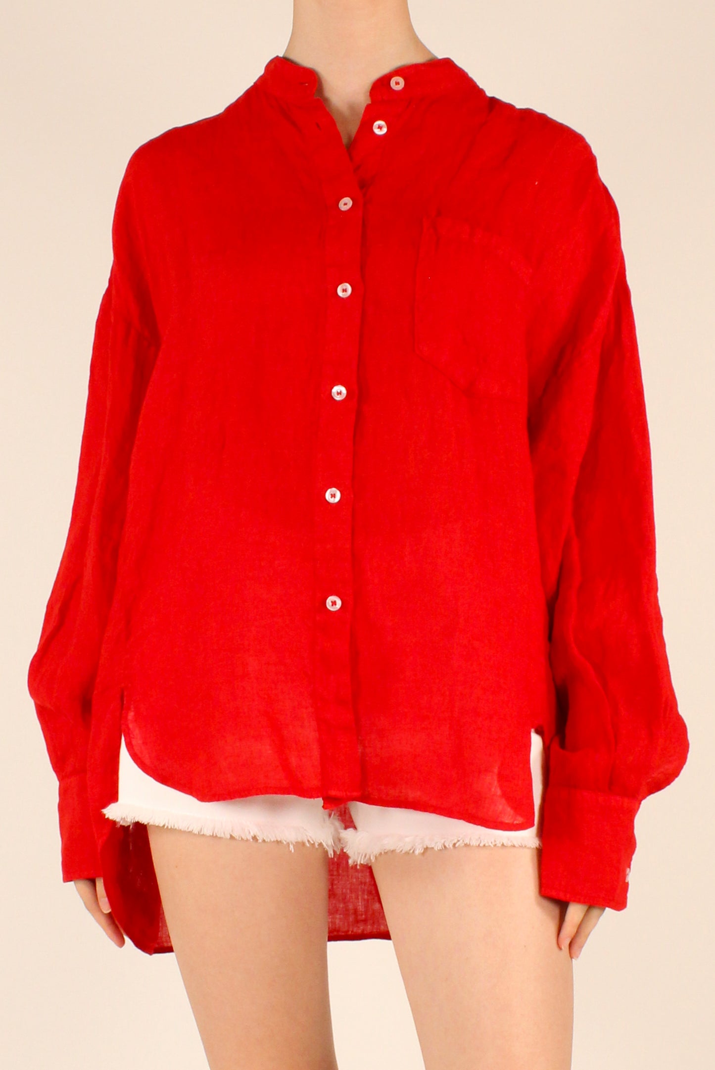 Camicia Coreana Over in Lino