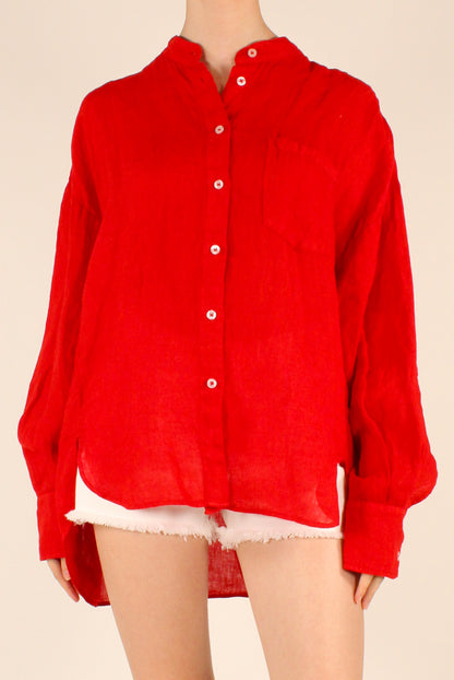 Camicia Coreana Over in Lino