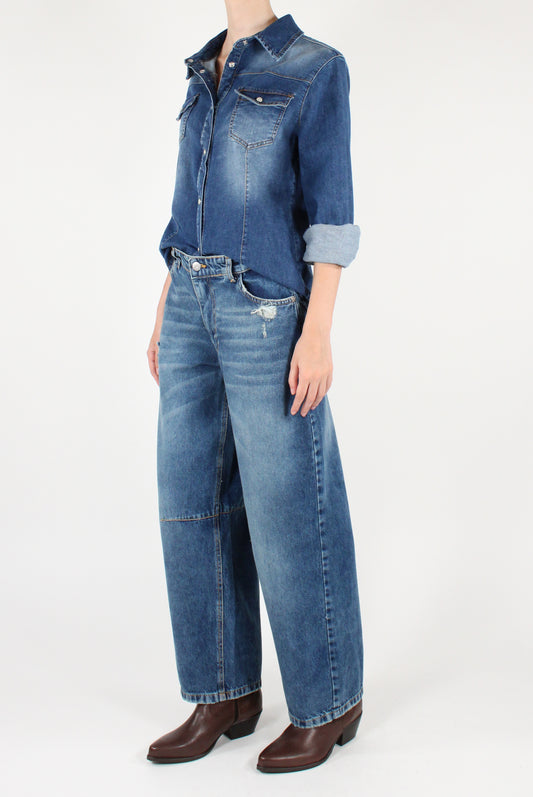 Camicia in Denim Effetto Slavato