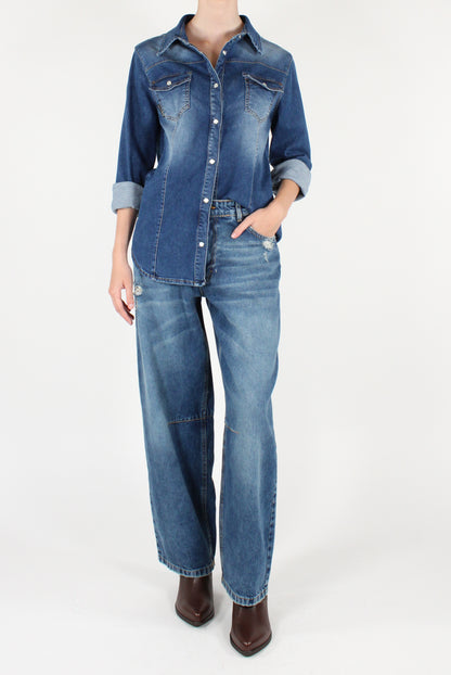 Camicia in Denim Effetto Slavato