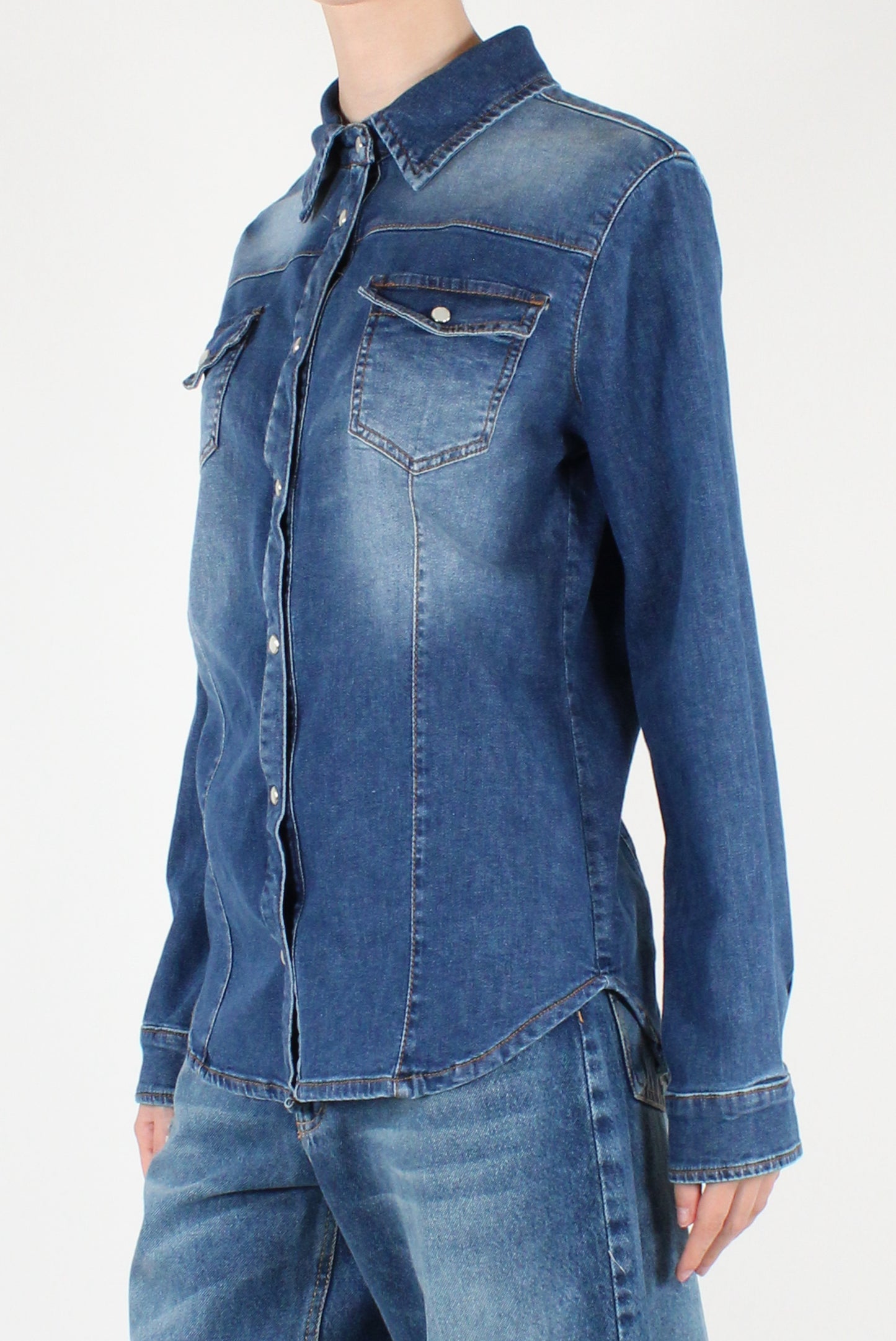 Camicia in Denim Effetto Slavato
