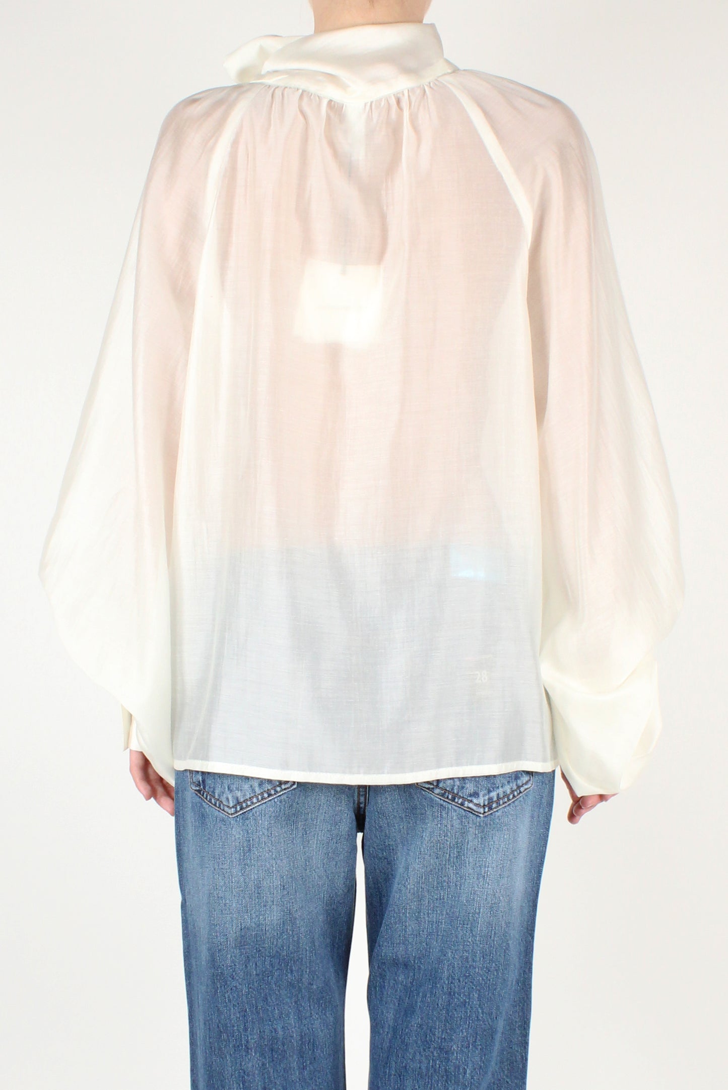 Oversized Blouse with Bow in Solid Color