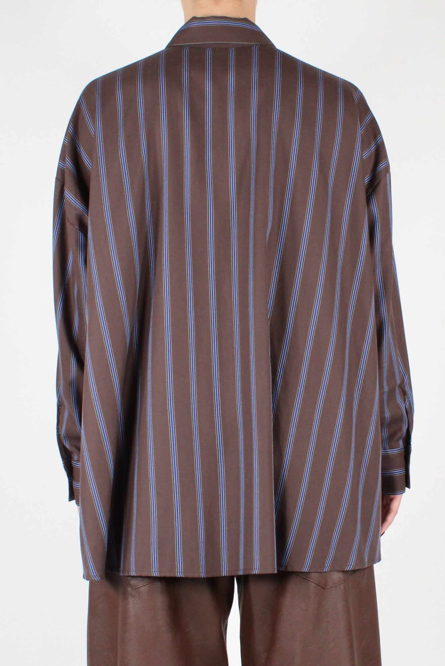 Oversized Asymmetrical Pinstripe Shirt