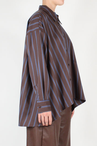 Oversized Asymmetrical Pinstripe Shirt