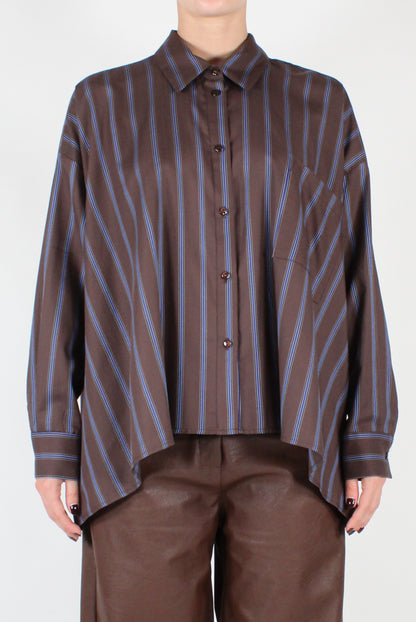 Oversized Asymmetrical Pinstripe Shirt