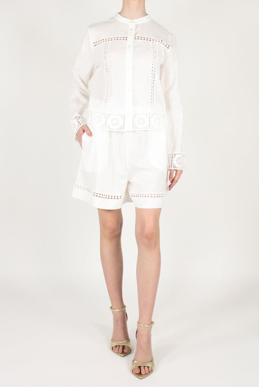 Shorts con Inserti in Pizzo