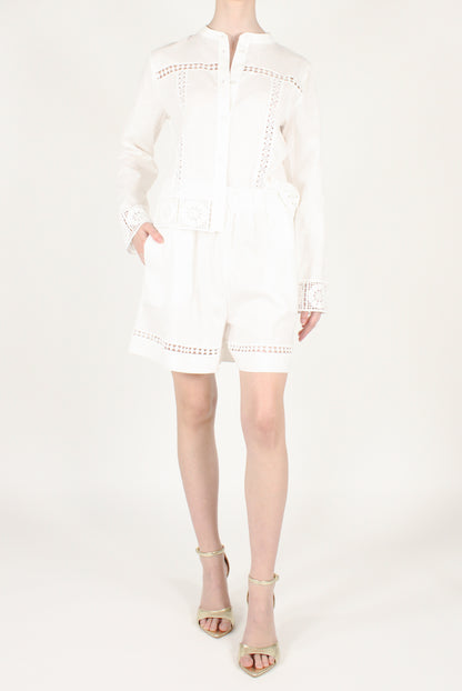 Shorts con Inserti in Pizzo