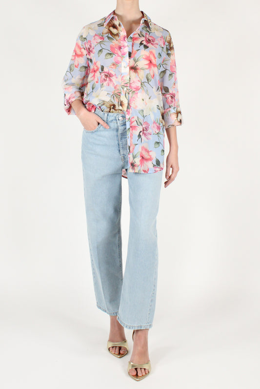 Camicia Lunga in Mussola Stampa Floreale