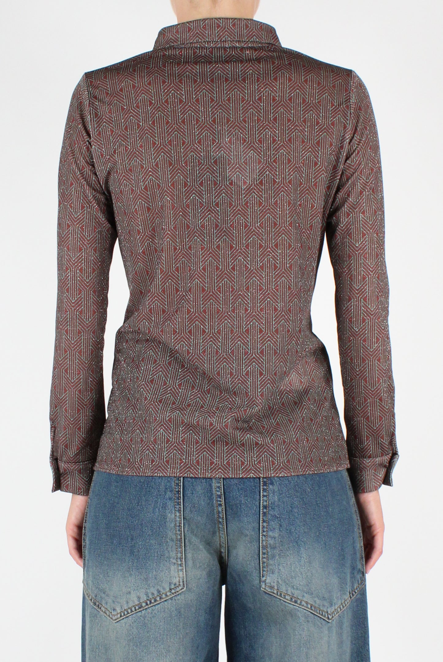 Geometric Pattern Shirt with Lurex