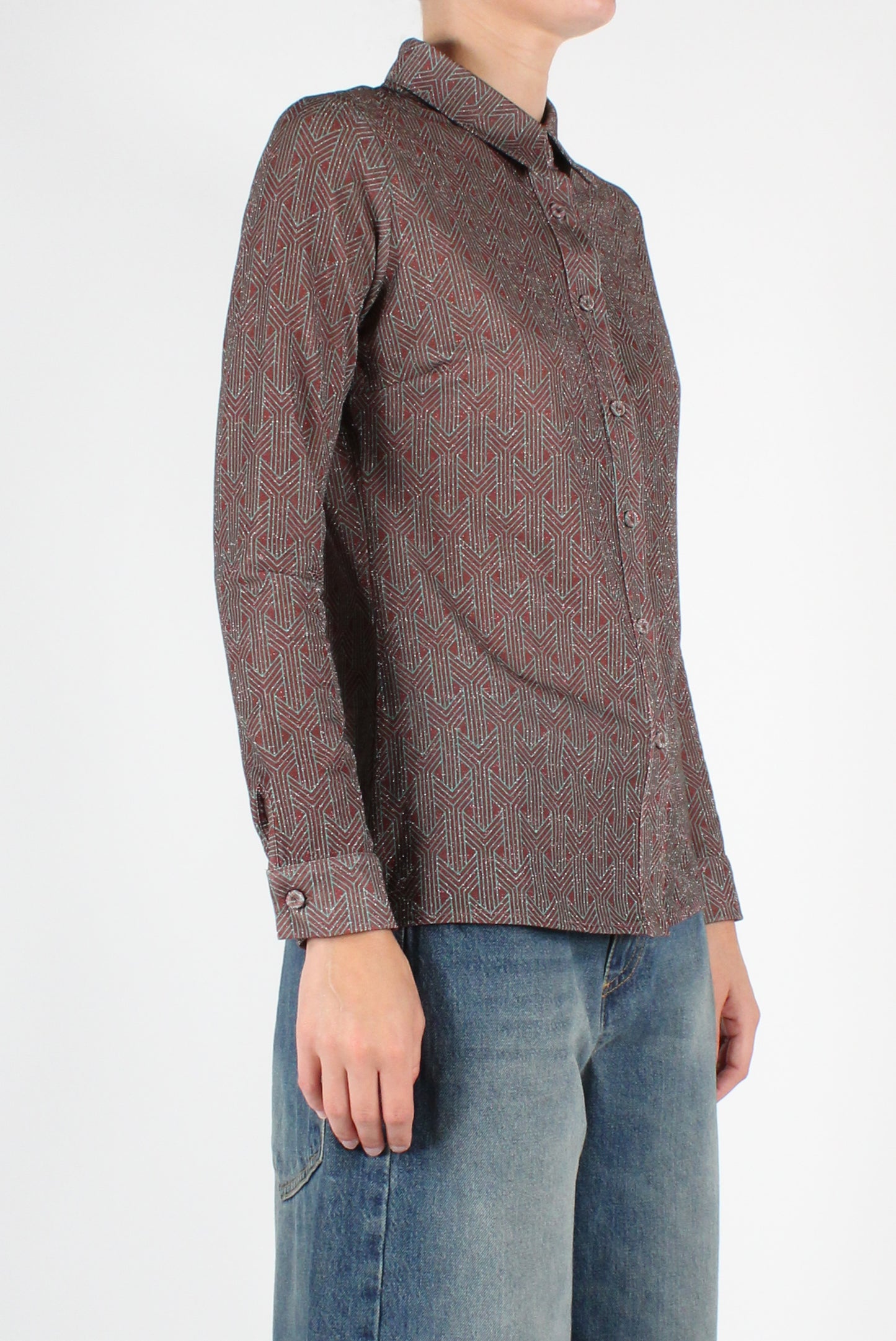 Geometric Pattern Shirt with Lurex