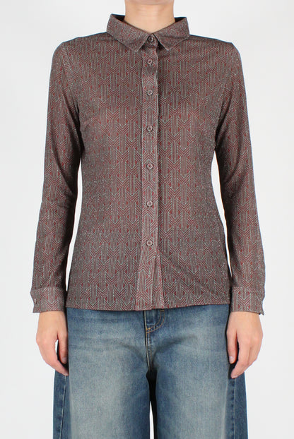 Geometric Pattern Shirt with Lurex