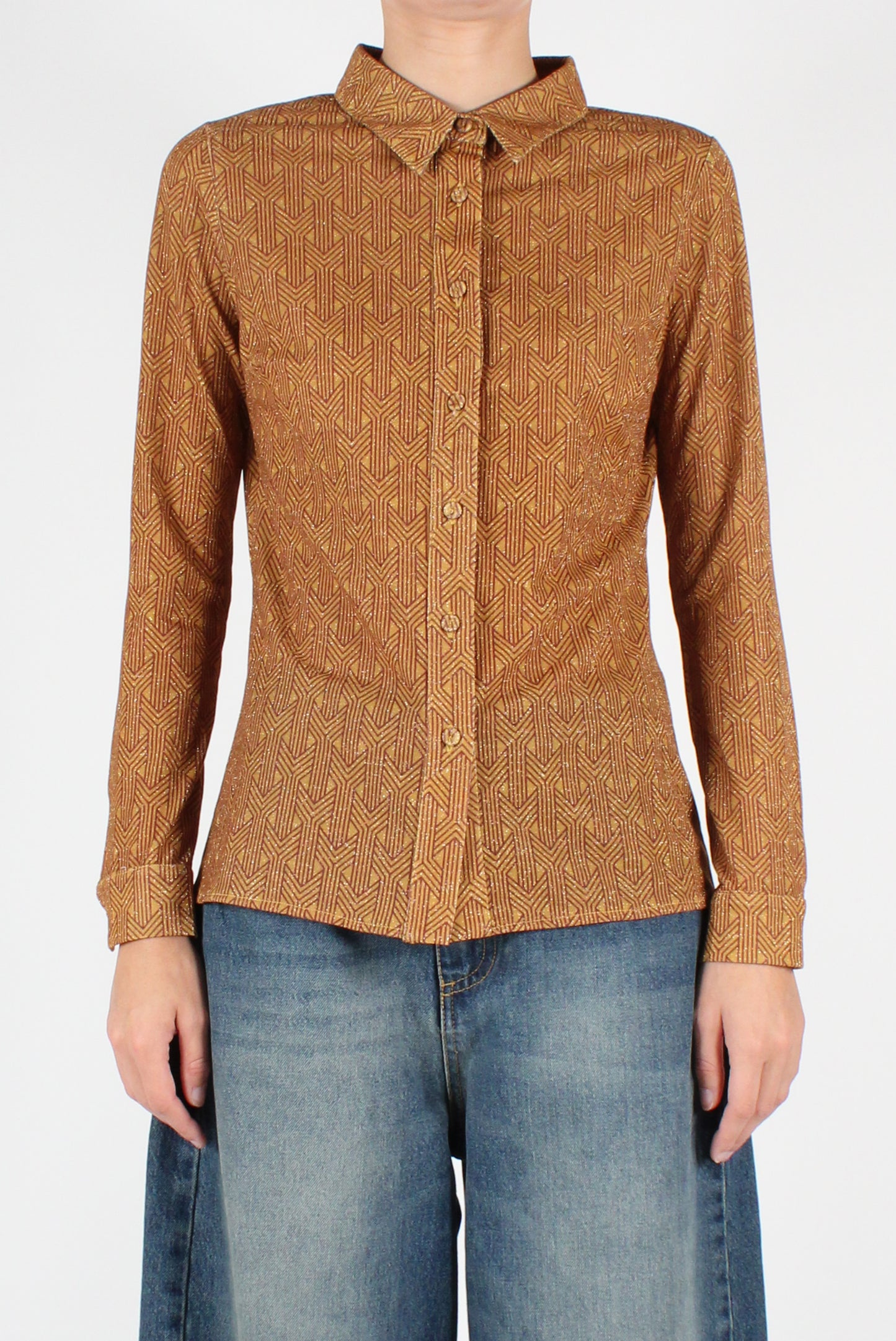 Geometric Pattern Shirt with Lurex