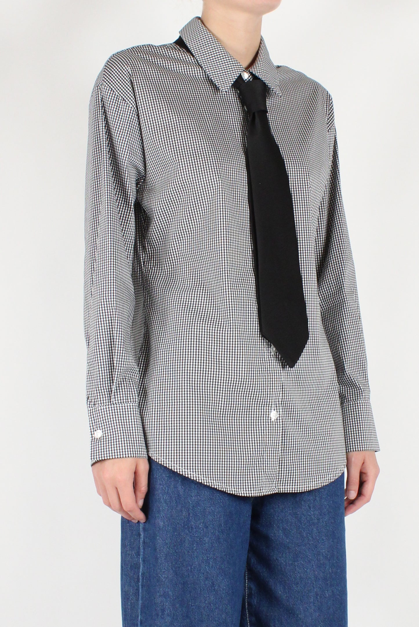 Micro Check Shirt with Tie