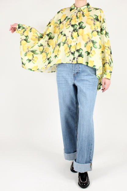 Lemon Print Poncho Shirt