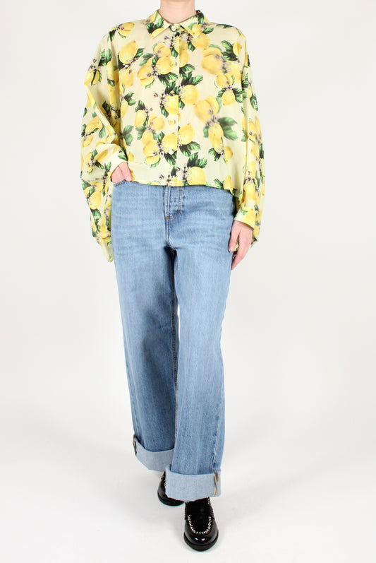 Lemon Print Poncho Shirt