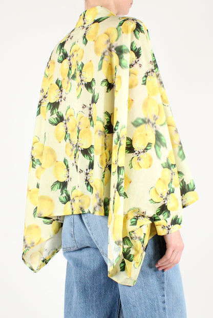 Lemon Print Poncho Shirt