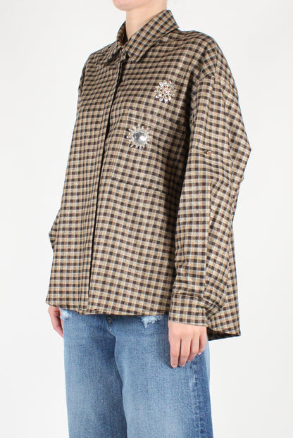 Checked Shirt with Lurex and Pins