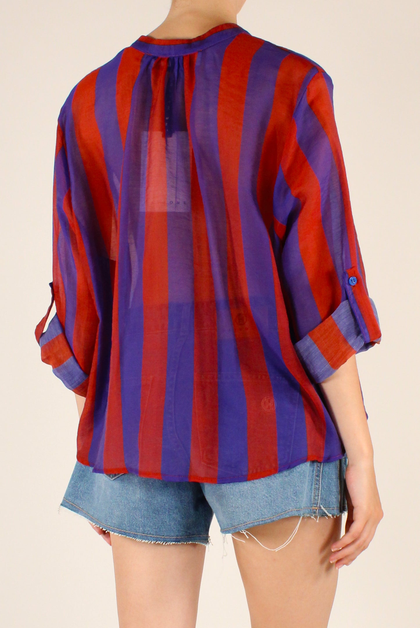 Camicia Stampa a Righe Rosso/Viola