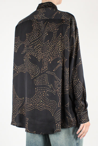 Camicia Over Stampa Fantasia Dorata