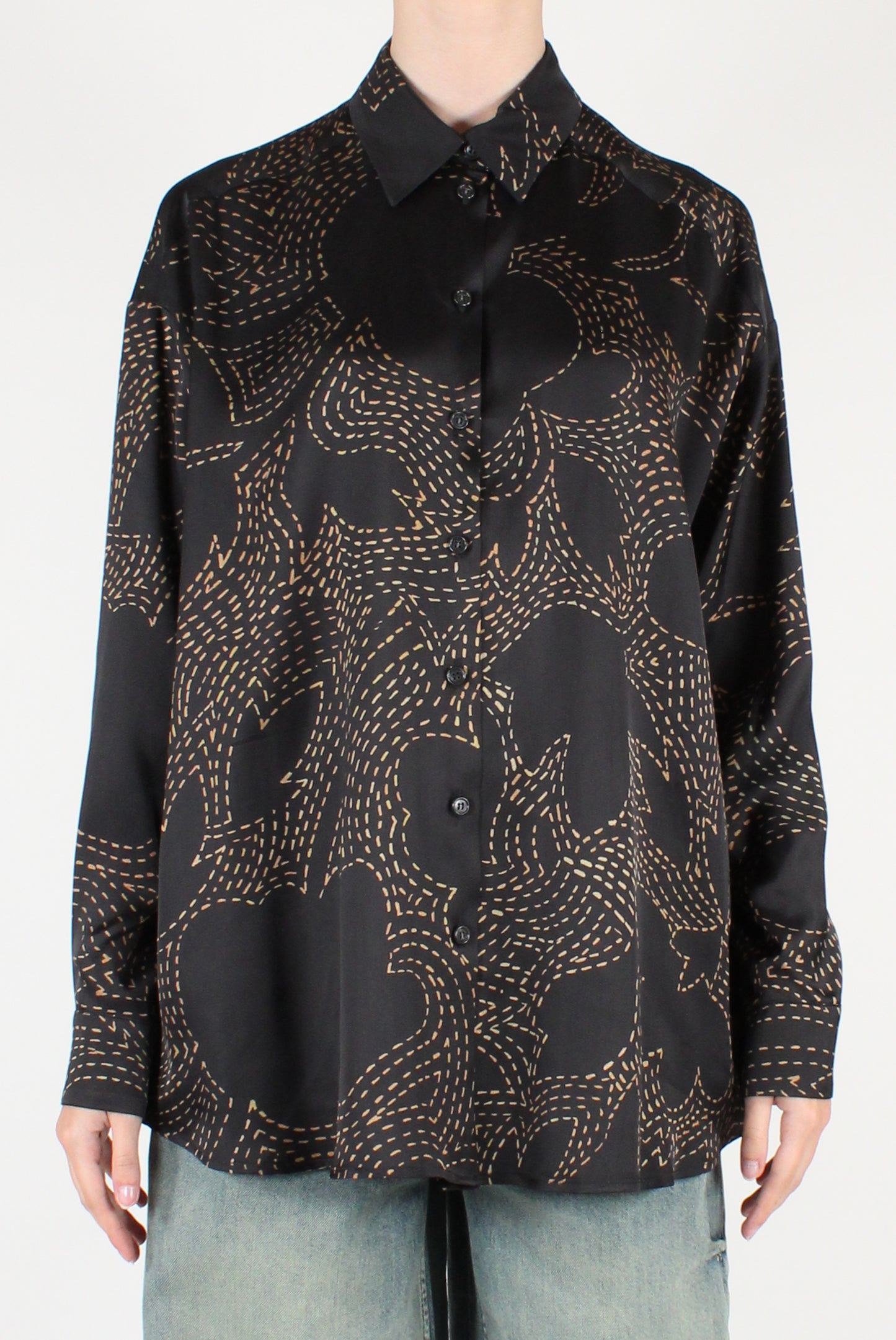 Camicia Over Stampa Fantasia Dorata