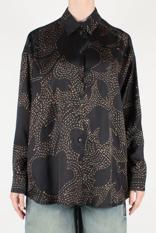 Camicia Over Stampa Fantasia Dorata