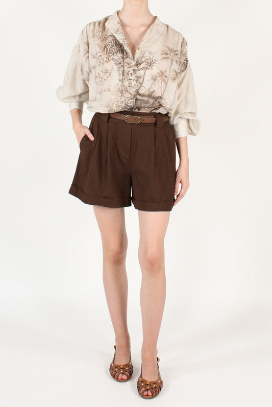 Camicia Over Stampa Paesaggio con Palme