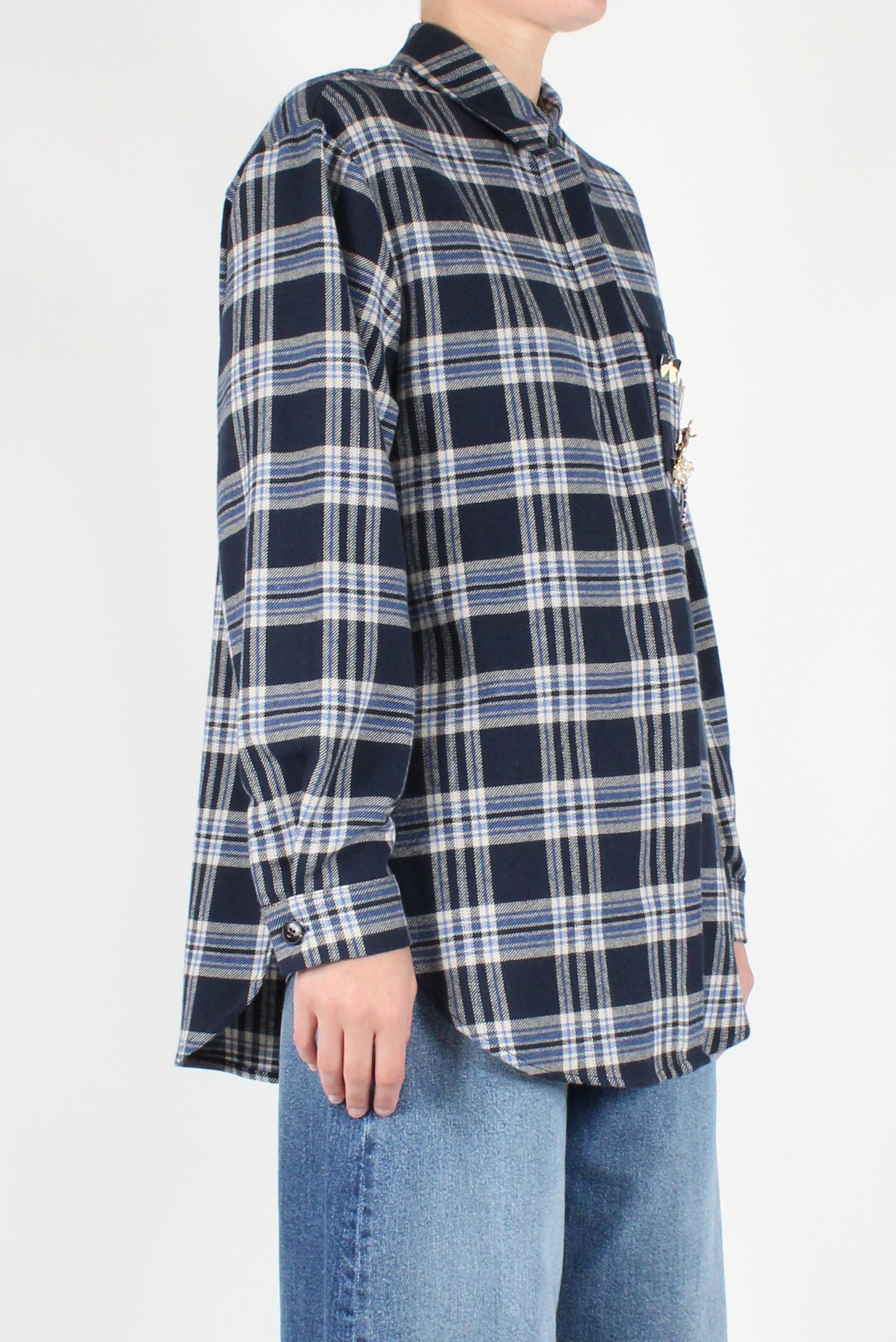 Tartan Flannel Shirt with Pins