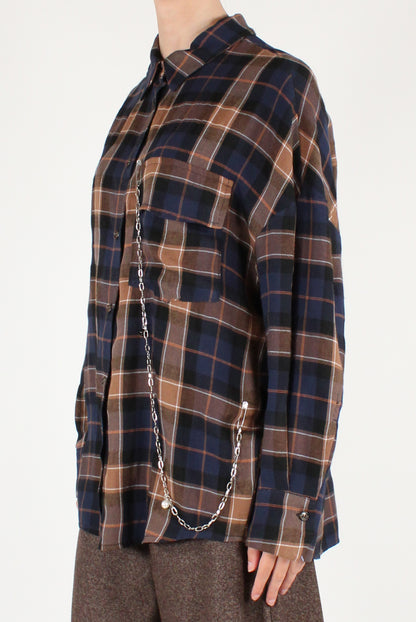 Tartan Shirt with Safety Pins and Chain