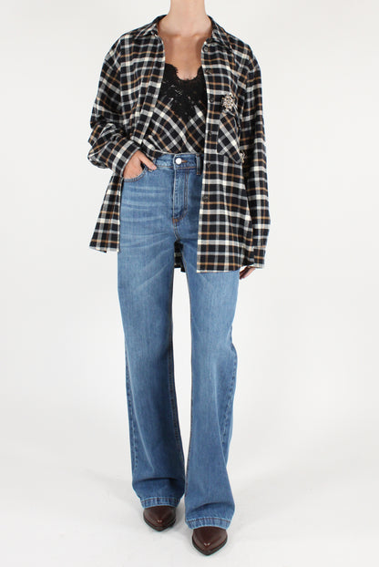 Camicia Over in Tartan con Spille